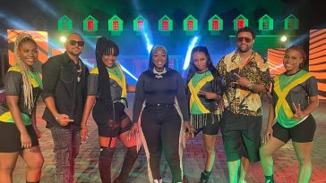 Spice performs with Shaggy and Sean Paul on Jimmy Kimmel Live