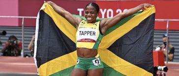 Megan Tapper celebrates bronze medal in Tokyo