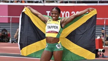 Megan Tapper celebrates bronze medal in Tokyo