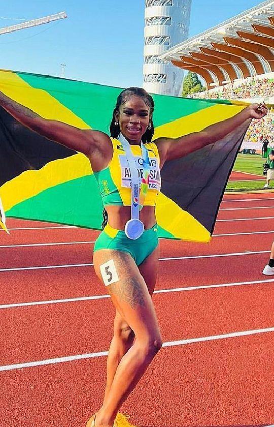 Britany Anderson celebrates silver medal and national record at 2022 IAAF World Championships