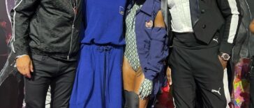 Usain Bolt and Elaine Thompson-Herah on the runway at New York Fashion Week