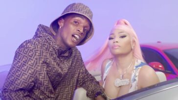Skeng and Nicki Minaj on the set of the official music video for Likkle Miss