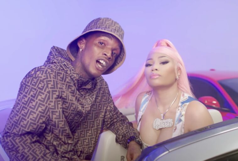 Skeng and Nicki Minaj on the set of the official music video for Likkle Miss