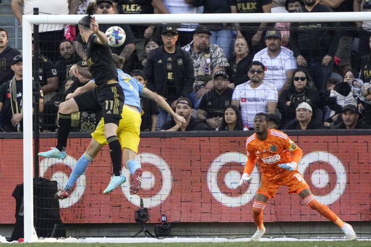 Andre Blake faces Gareth Bale header during the 2022 MLS Cup