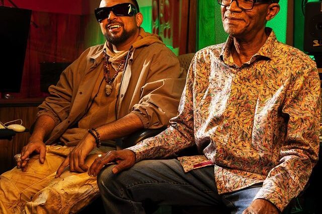 Sean Paul and Beres Hammond in studio recording their single, Rebel Time.