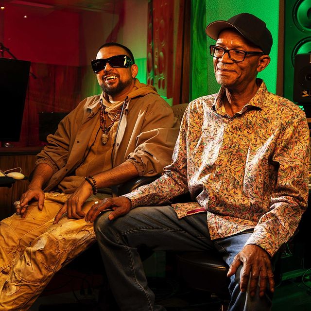 Sean Paul and Beres Hammond in studio recording their single, Rebel Time.