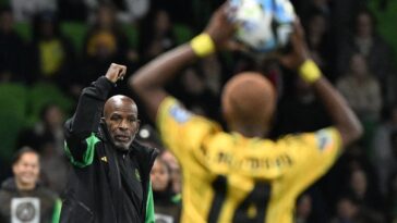 Reggae Girlz coach Lorne Donaldson gestures to his players during a 2023 Women's World Cup game