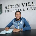 Leon Bailey signs his new contract for Aston Villa.