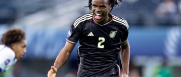Dexter Lembikisa celebrates after scoring against Panama in the CONCACAF Nations League