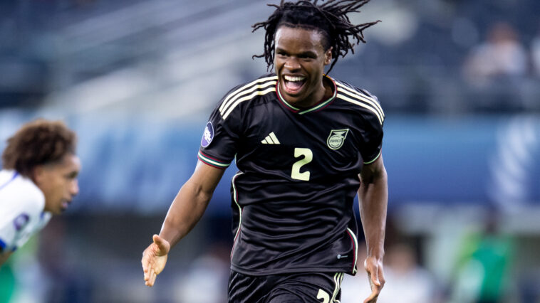 Dexter Lembikisa celebrates after scoring against Panama in the CONCACAF Nations League