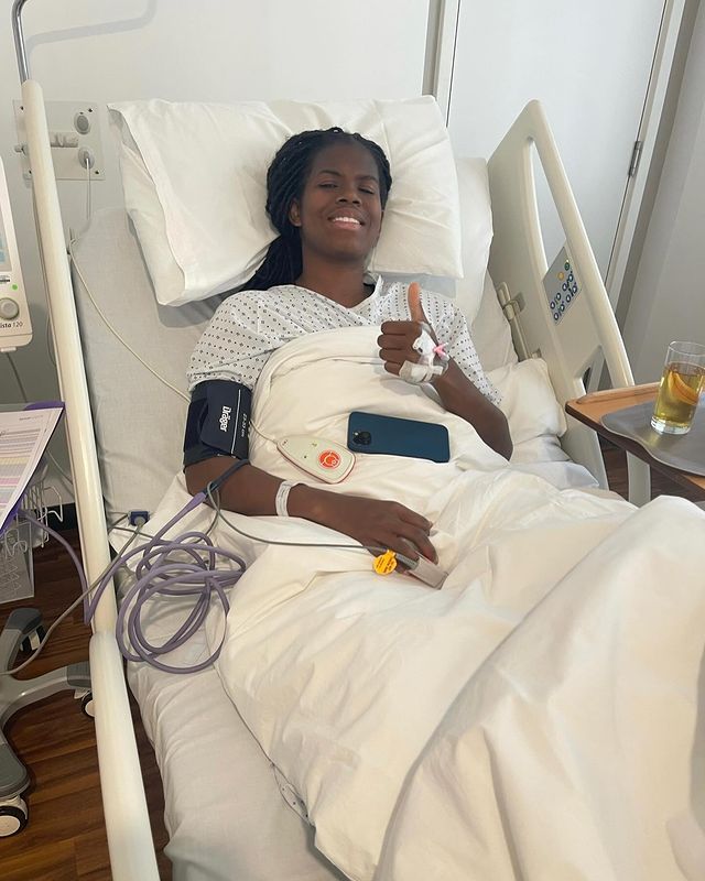 Khadija Shaw is all smiles after having foot surgery on Apr. 30.