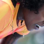 Elaine Thompson Herah grimaces after running the women's 100m at the 2024 USATF New York City Grand Prix