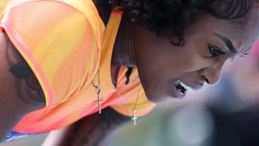 Elaine Thompson Herah grimaces after running the women's 100m at the 2024 USATF New York City Grand Prix