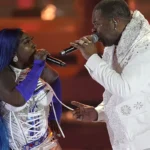 Spice and Busta Rhymes perform during Busta's life achievement award segment at the 2023 BET Awards