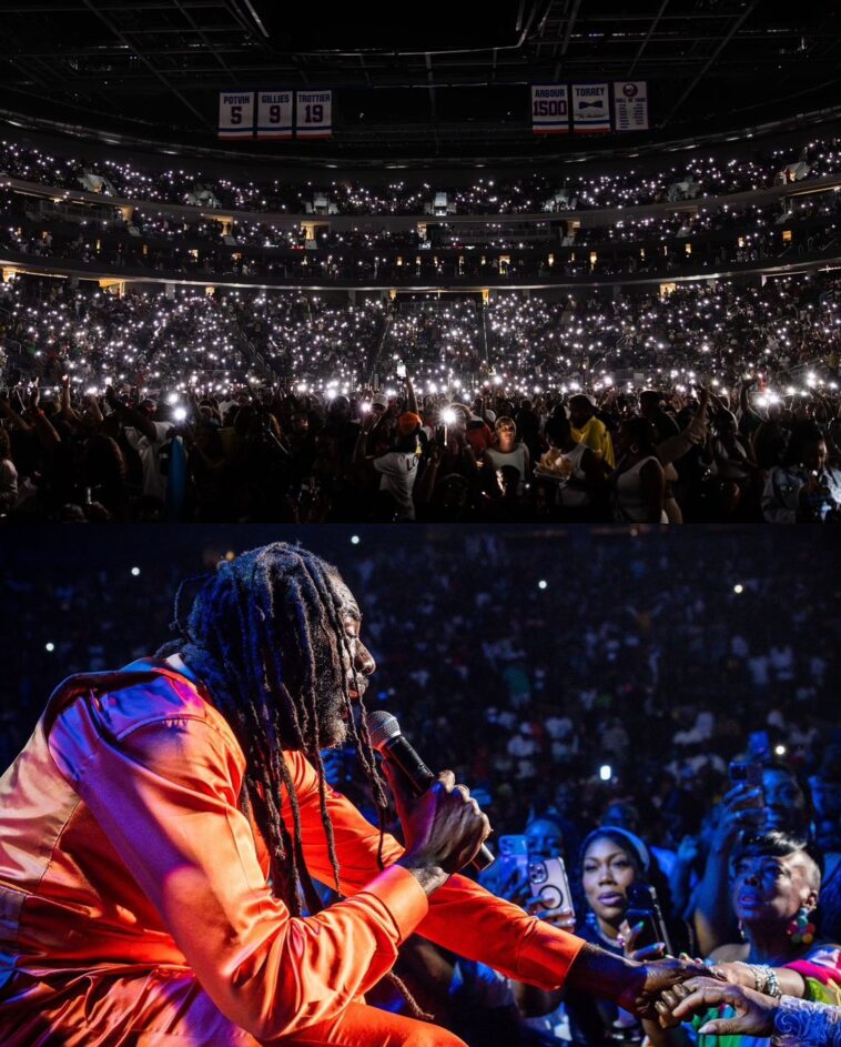 Buju Banton sings with the fans during his performance at the UBS Arena in New York on Jul. 13. Credit: Andre "DreVinci" Jones.