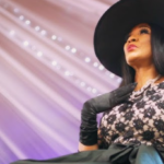D'Angel poses during her new music video for 'Time Now.'