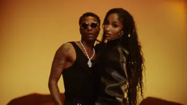 Shenseea and Wizkid on the set of their music video for "Work Me Out."