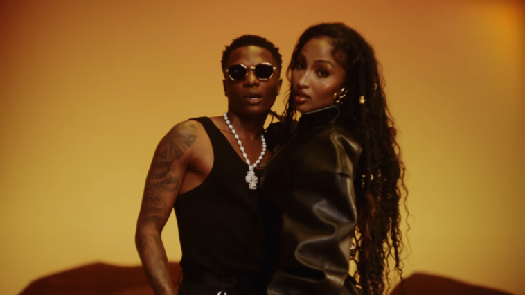 Shenseea and Wizkid on the set of their music video for "Work Me Out."
