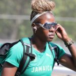 Shericka Jackson on the training track during the Paris 2024 Olympics