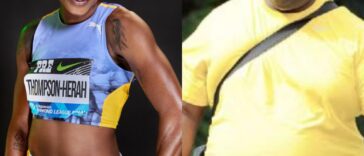 Elaine Thompson Herah alongside track coach Stephen Francis of MVP Track Club