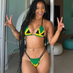 Shenseea sports a Jamaican bikini while on vacation.