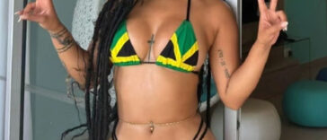 Shenseea sports a Jamaican bikini while on vacation.