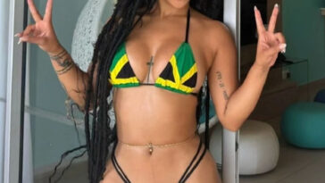 Shenseea sports a Jamaican bikini while on vacation.
