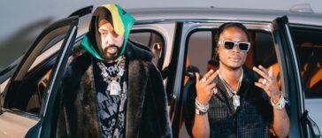 Masicka and French Montana vibe on the set of the music video for the 'Whites' Remix