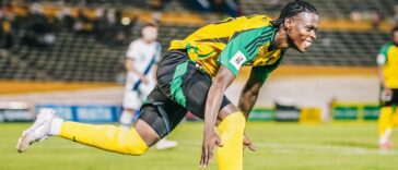 Warner Brown celebrates scoring a goal against Guatemala in 2026 World Cup qualifying.