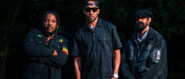 Cham on the set of 'Hustling in My Blood' with Stephen Marley and Damian Marley.