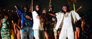 Mavado, Vybz Kartel, Buju Banton and Bounty Killer enjoy themselves during video shoot for 'You Remind Me.'