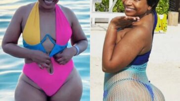 RJR Group journalist Denise Walters strutting her stuff on the beach in Jamaica