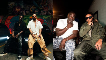 Shaggy, Akon and Aidonia on the set of their music video for 'Boom Body.'