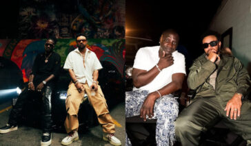 Shaggy, Akon and Aidonia on the set of their music video for 'Boom Body.'