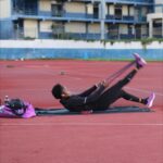 Elaine Thompson Herah trains as she prepares for the 2026 track and field season.