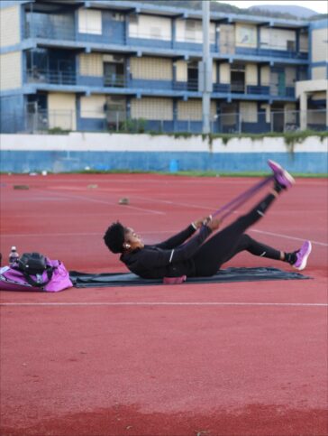 Elaine Thompson Herah trains as she prepares for the 2026 track and field season.