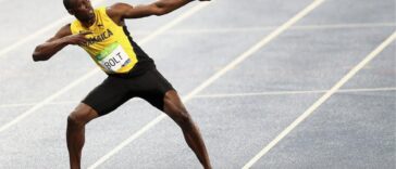 Usain Bolt does his signature pose at Rio 2016.