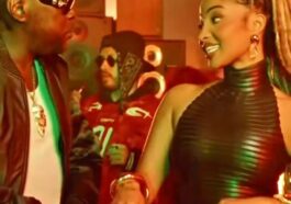 Vybz Kartel and Shenseea vibe on their set of their music video for the single, "Panic."