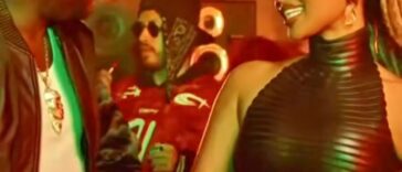 Vybz Kartel and Shenseea vibe on their set of their music video for the single, "Panic."