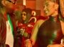 Vybz Kartel and Shenseea vibe on their set of their music video for the single, "Panic."