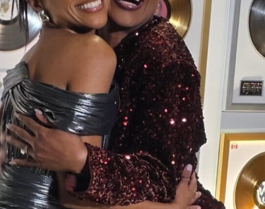 Naomi Cowan and Jully Black hug on the red carpet at the 2026 Juno Awards.