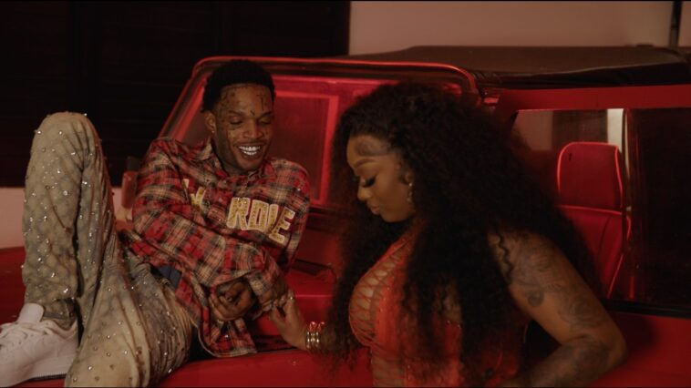 Sken and Shaneil Muir on the set of their music video for "Can't Get Enuff."