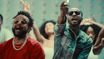 Shaggy and Dexta Daps vibe in their music video for "Dancehall Nice."