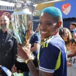 Konya Plummer celebrates the Turkish Women's Super Lig title with Fenerbahce
