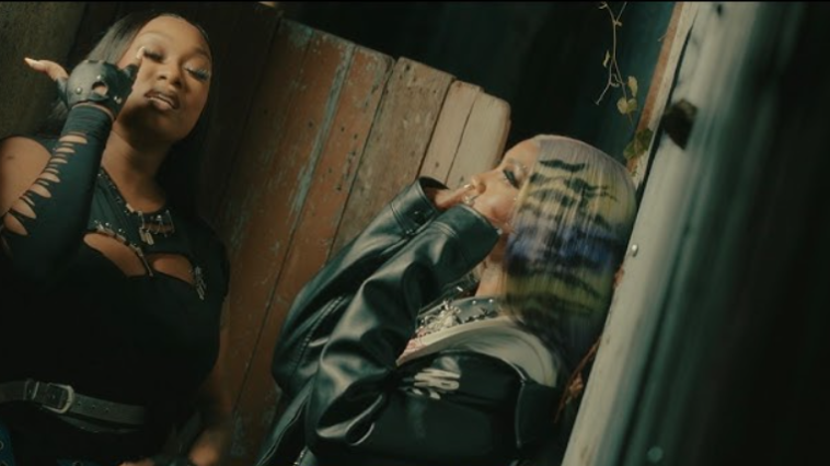 Jada Kingdom and Shaneil Muir vbing on the set of the 'Tears' music video.