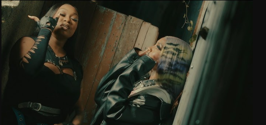 Jada Kingdom and Shaneil Muir vbing on the set of the 'Tears' music video.