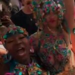 Spice and Rihanna party together during Grand Kadooment Day in Barbados.