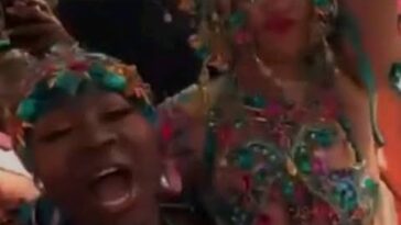 Spice and Rihanna party together during Grand Kadooment Day in Barbados.