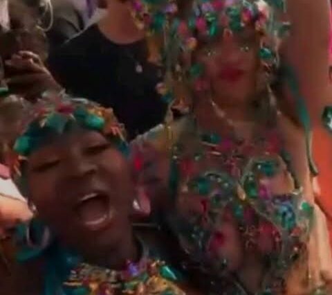 Spice and Rihanna party together during Grand Kadooment Day in Barbados.